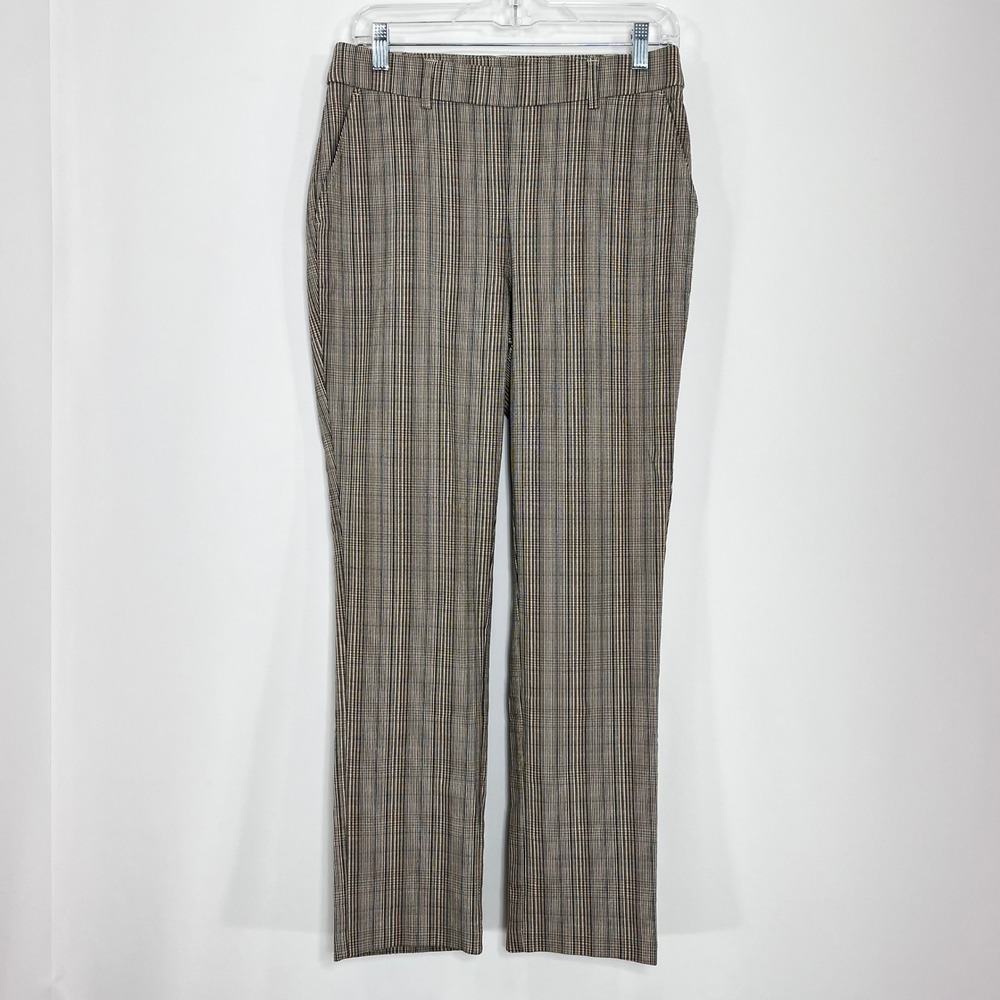 Rafaella Womens Brown Plaid Straight Leg Stretch Dress Pants Size 8 RSBFE050